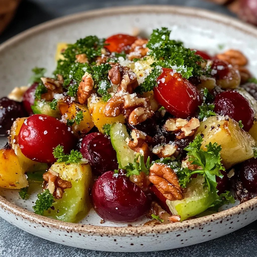Herbstsalat mit Rosenkohl, Trauben und Walnüssen