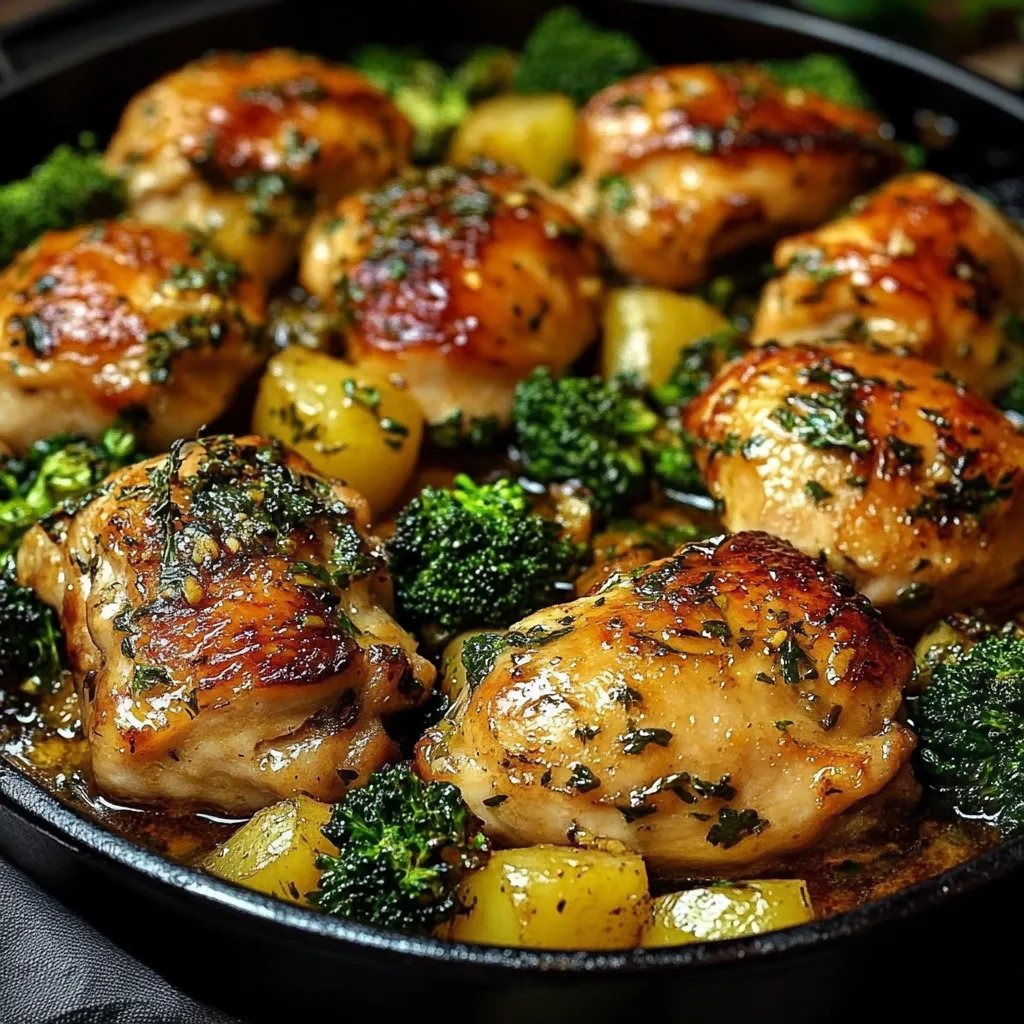 Honey-Garlic Chicken mit Brokkoli und Kartoffeln