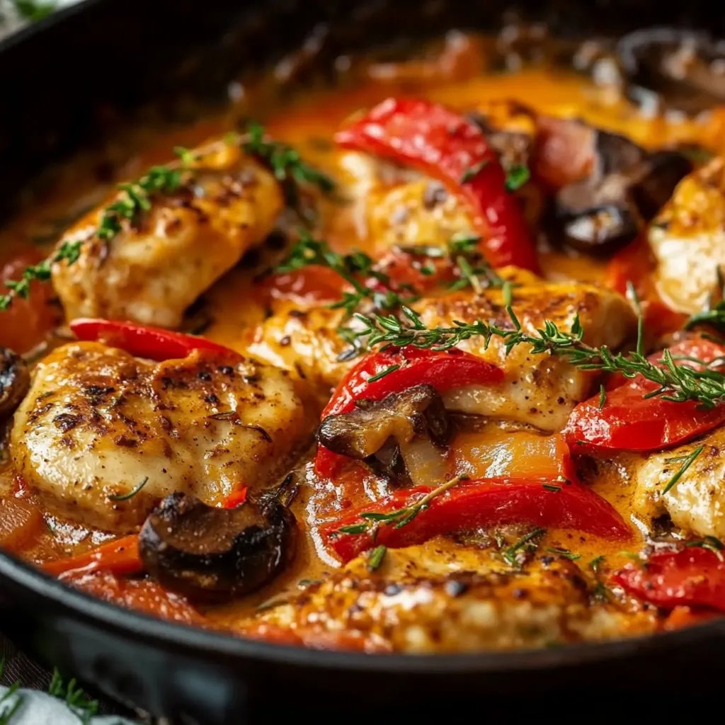 Schlemmer-Hähnchen in Paprika-Rahm-Soße