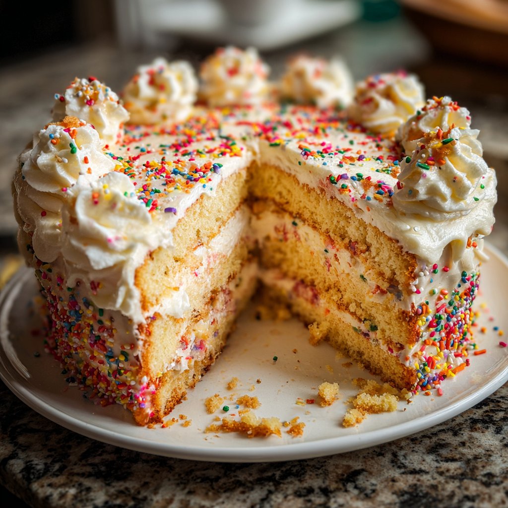 Geburtstagskuchen mit Vanillecreme