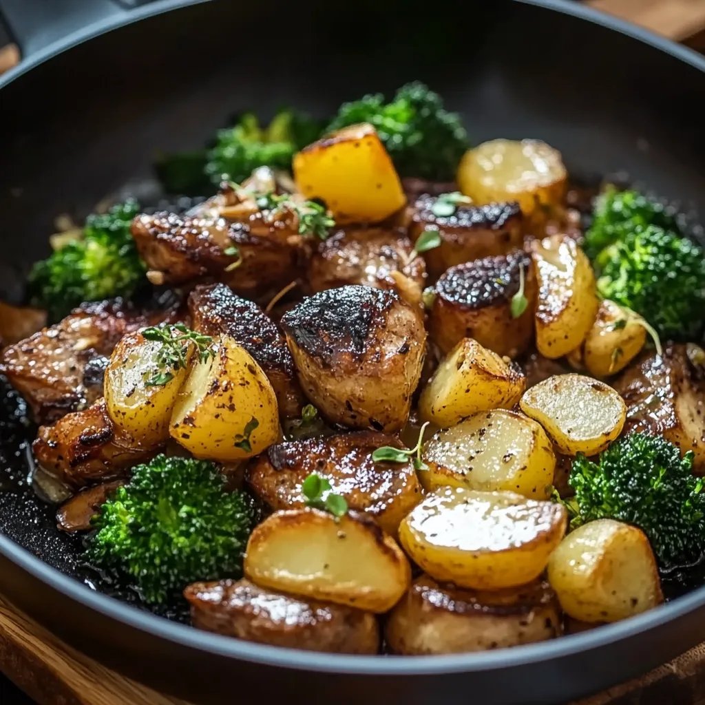 Brokkoli Kartoffel Pfanne mit Pilzen
