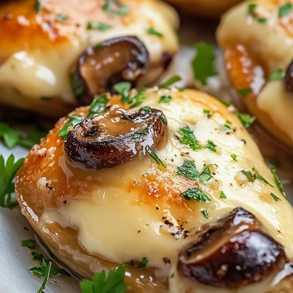 Gefülltes Butter-Knoblauch-Hähnchen mit Champignons