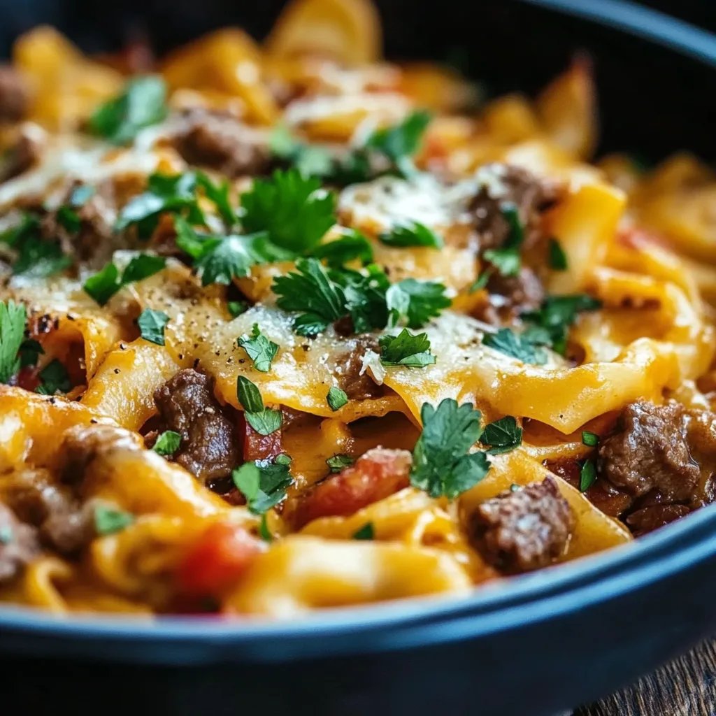 Saftiger Hackfleisch Nudelauflauf