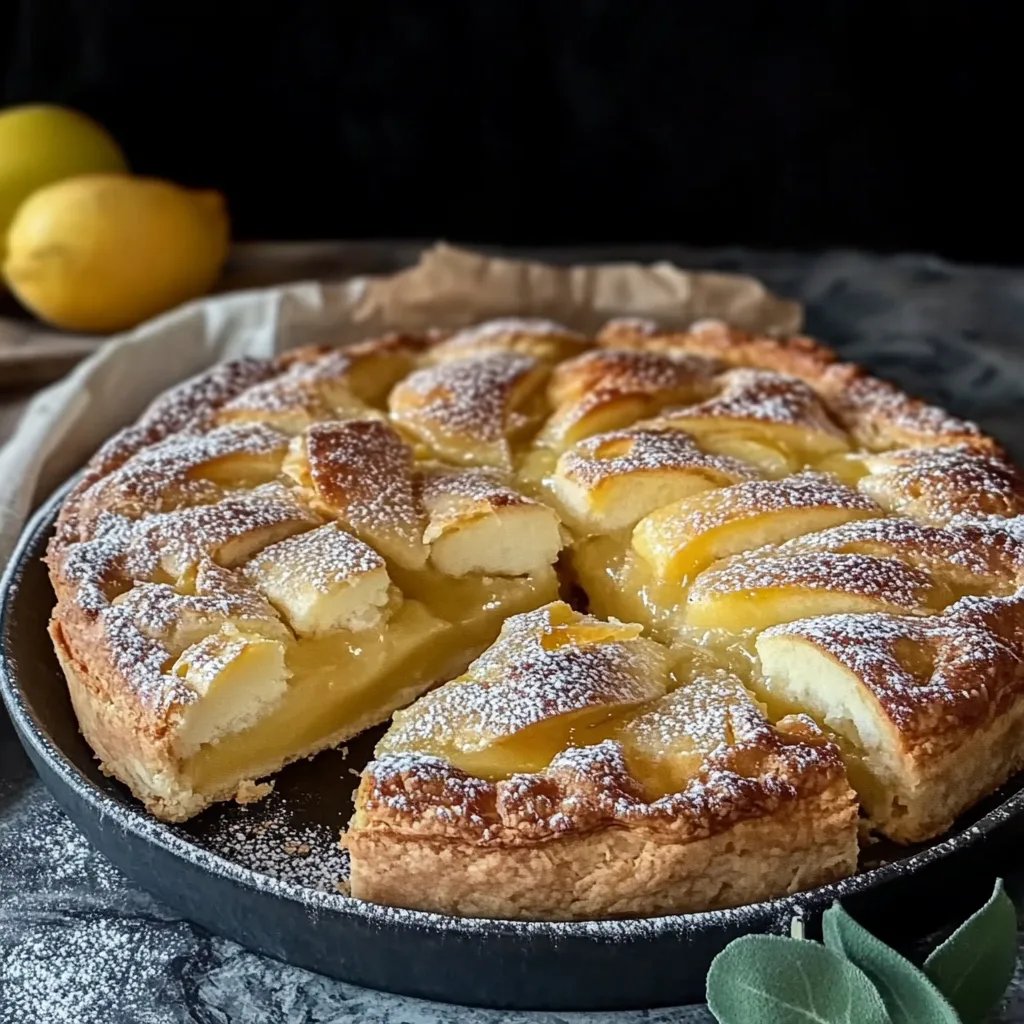 Blätterteig Kuchen mit Pudding und Apfel