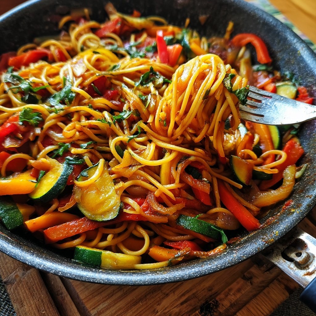 Kalorienarme Nudelpfanne