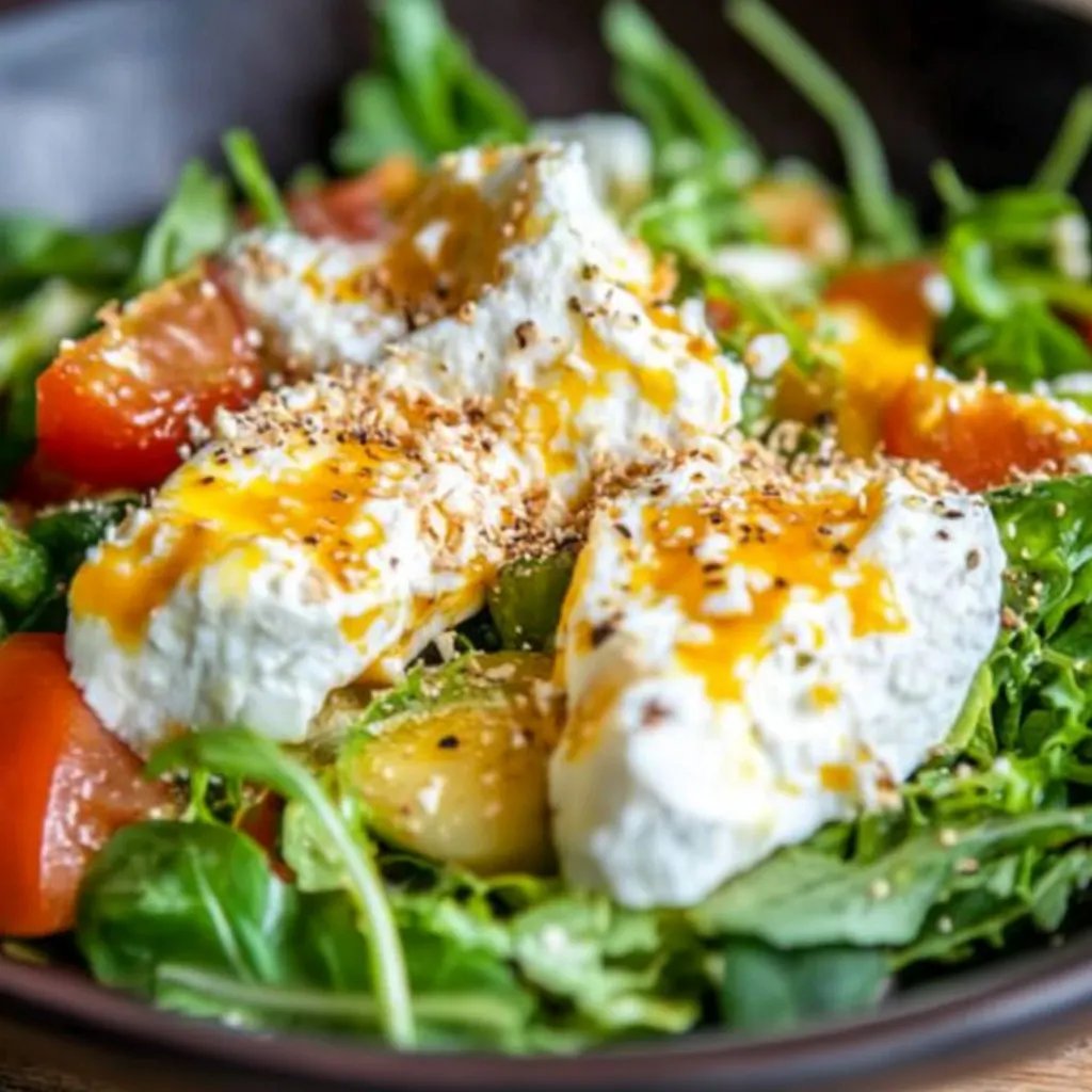 Gebackener Feta in Honig-Sesam-Kruste auf Feldsalat