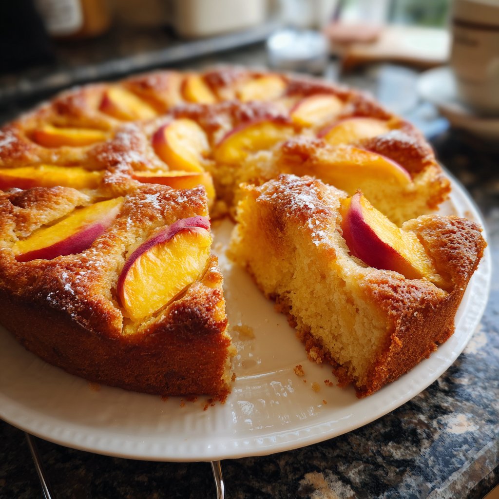 Blechkuchen mit Pfirsichen vom Blech